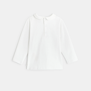 تيشيرت بناتي سادة بياقة بيتر بان باللون البيج